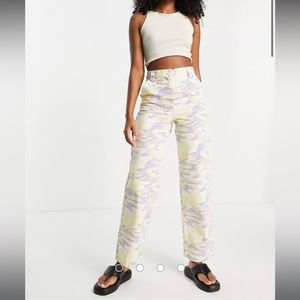 TOPSHOP high rise straight leg camo utility pants - 10